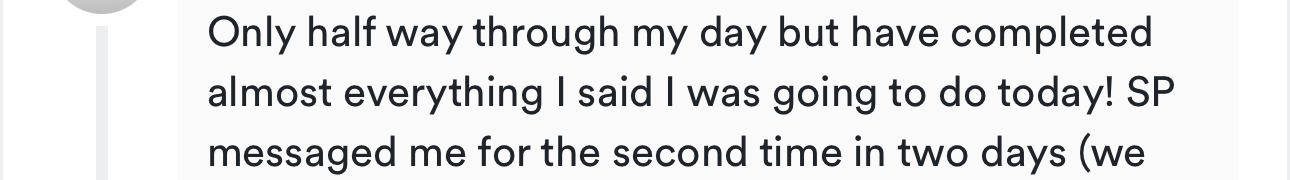 Screenshot of a member's day-one experience feeling magical